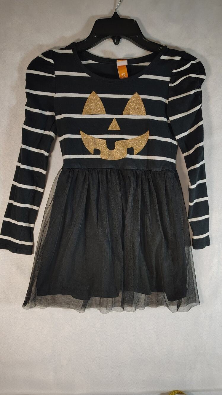 Girl's Halloween Dress Tulle Skirt Black and White Size M 7/8